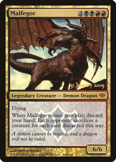 Malfegor, carta Magic di tipo Legendary Creature — Demon Dragon illustrata da Karl Kopinski
