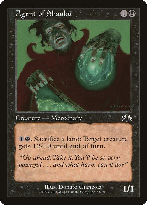 Agent of Shauku, carta Magic di tipo Creature — Human Mercenary illustrata da Donato Giancola