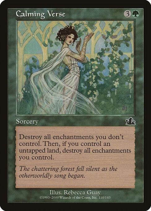 Calming Verse, carta Magic di tipo Sorcery illustrata da Rebecca Guay