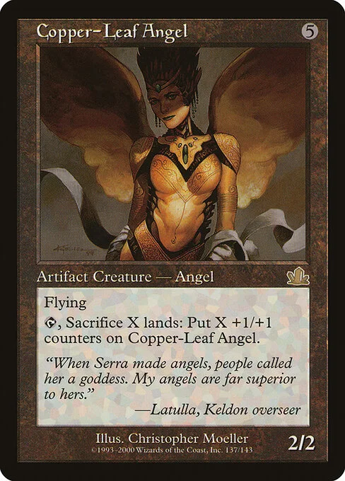 Copper-Leaf Angel, carta Magic di tipo Artifact Creature — Angel illustrata da Christopher Moeller