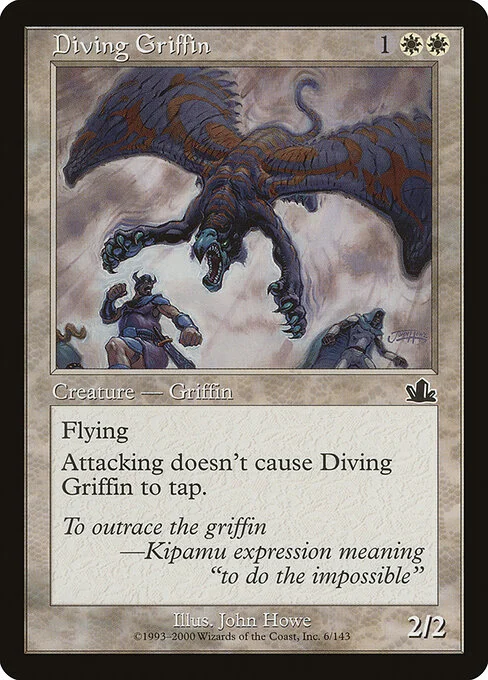 Diving Griffin, carta Magic di tipo Creature — Griffin illustrata da John Howe