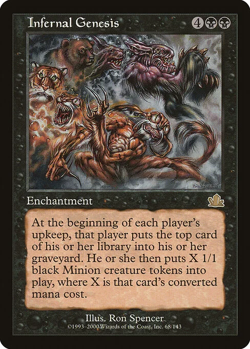 Infernal Genesis, carta Magic di tipo Enchantment illustrata da Ron Spencer