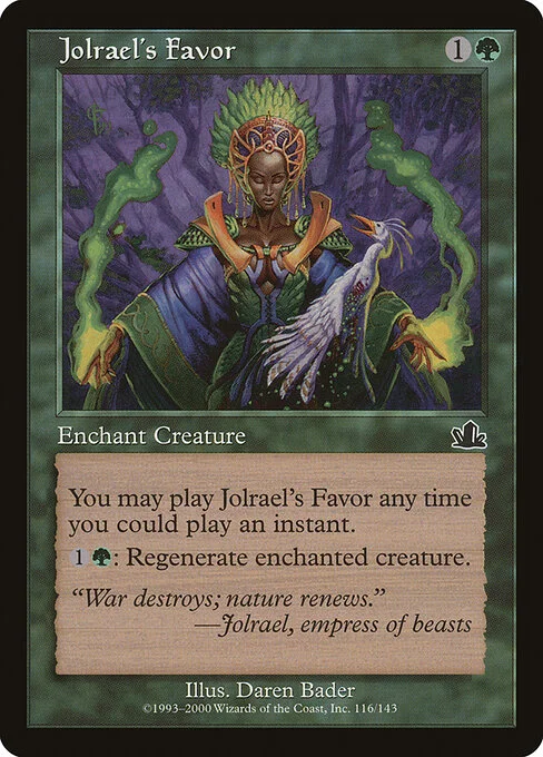 Jolrael's Favor, carta Magic di tipo Enchantment — Aura illustrata da Daren Bader