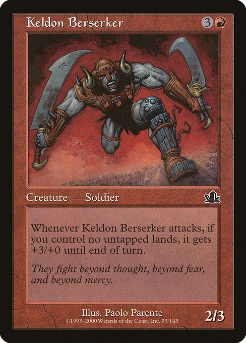 Keldon Berserker, carta Magic di tipo Creature — Human Soldier Berserker illustrata da Paolo Parente
