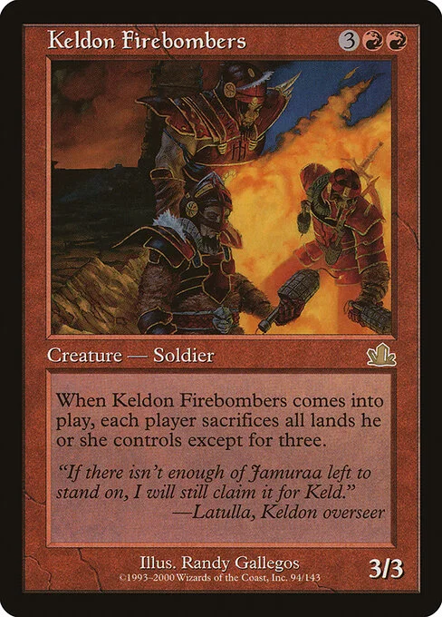 Keldon Firebombers, carta Magic di tipo Creature — Human Soldier illustrata da Randy Gallegos