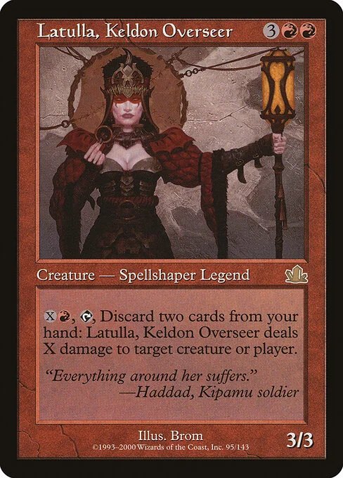 Latulla, Keldon Overseer, carta Magic di tipo Legendary Creature — Human Spellshaper illustrata da Brom