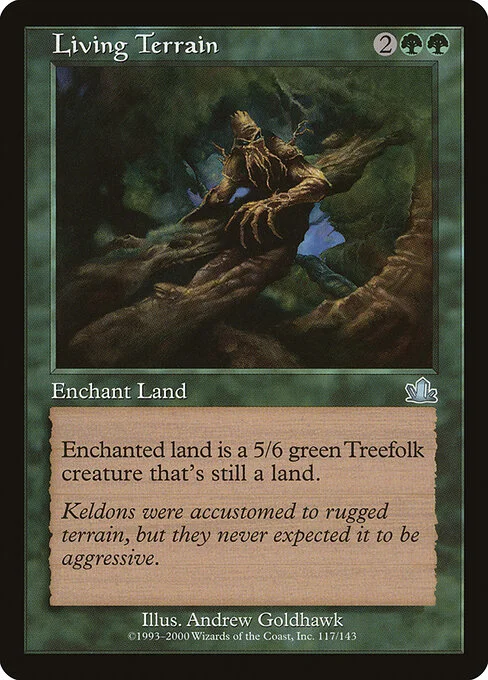 Living Terrain, carta Magic di tipo Enchantment — Aura illustrata da Andrew Goldhawk
