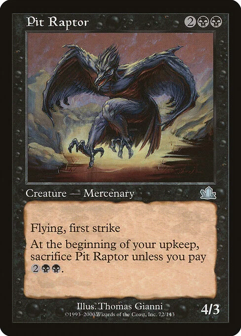Pit Raptor, carta Magic di tipo Creature — Bird Mercenary illustrata da Thomas Gianni