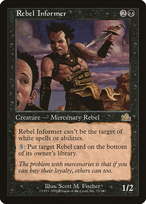 Rebel Informer, carta Magic di tipo Creature — Human Mercenary Rebel illustrata da Scott M. Fischer