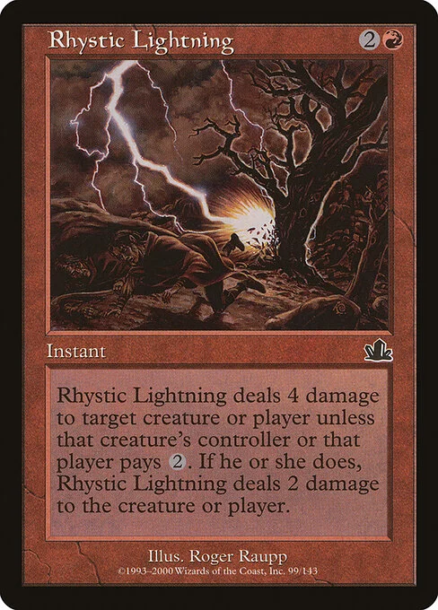 Rhystic Lightning, carta Magic di tipo Instant illustrata da Roger Raupp