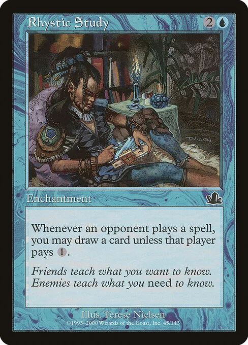 Rhystic Study, carta Magic di tipo Enchantment illustrata da Terese Nielsen