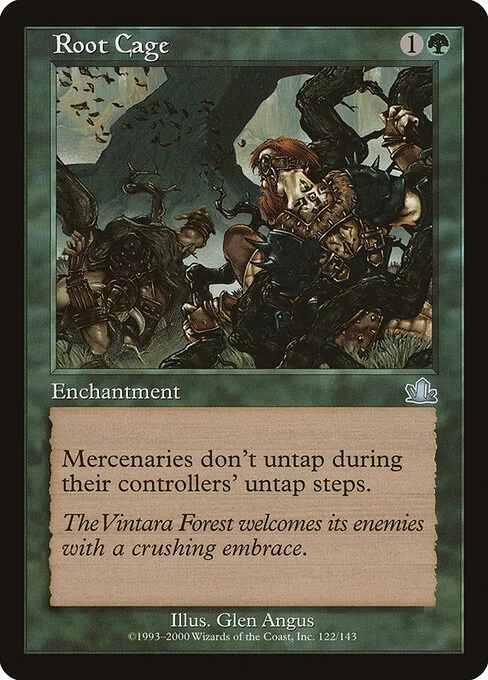 Root Cage, carta Magic di tipo Enchantment illustrata da Glen Angus