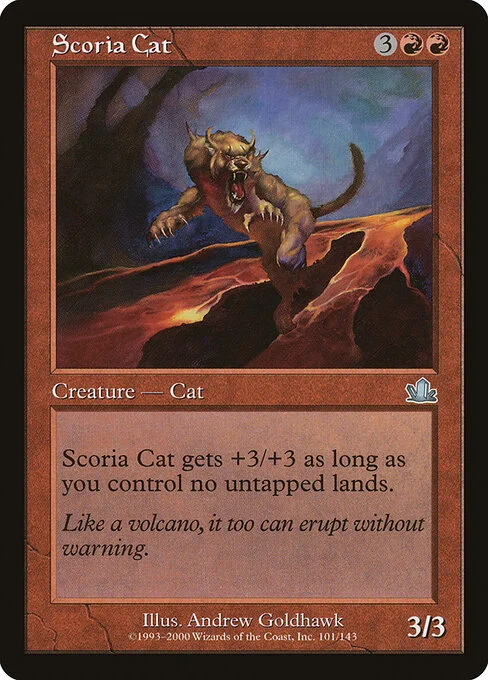 Scoria Cat, carta Magic di tipo Creature — Cat illustrata da Andrew Goldhawk