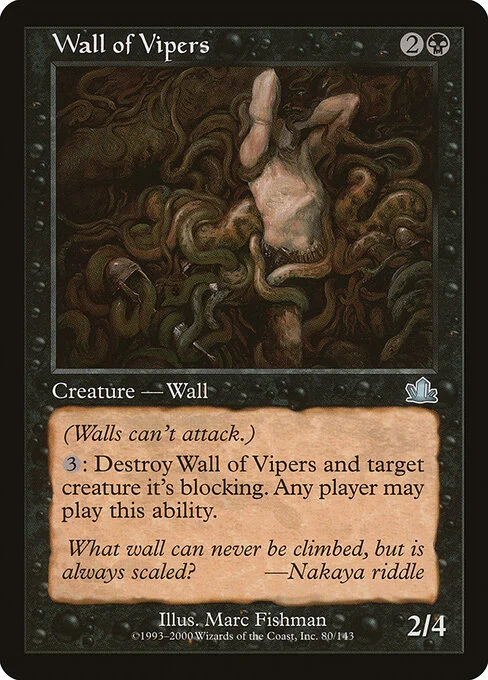 Wall of Vipers, carta Magic di tipo Creature — Snake Wall illustrata da Marc Fishman