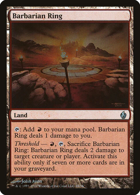 Barbarian Ring, carta Magic di tipo Land illustrata da John Avon