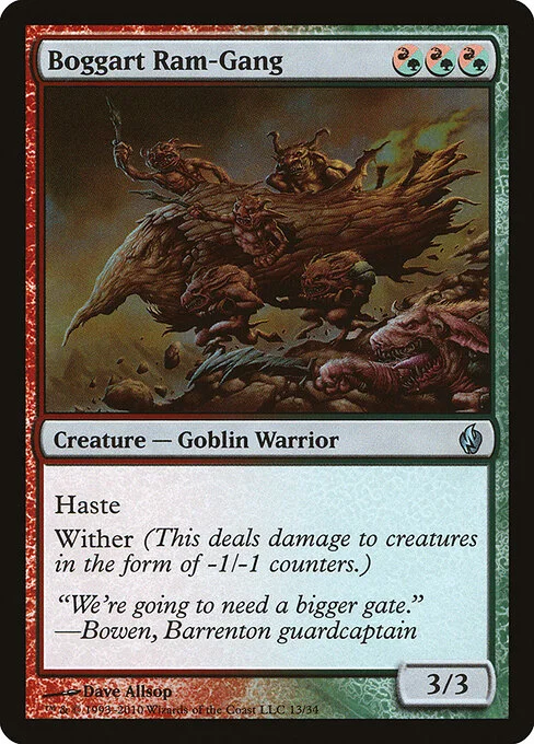 Boggart Ram-Gang, carta Magic di tipo Creature — Goblin Warrior illustrata da Dave Allsop