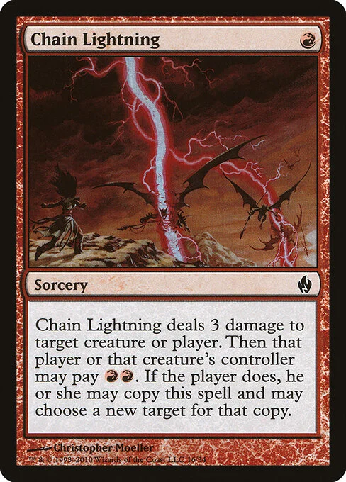 Chain Lightning, carta Magic di tipo Sorcery illustrata da Christopher Moeller