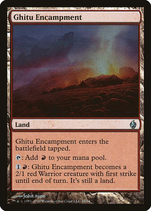 Ghitu Encampment, carta Magic di tipo Land illustrata da John Avon