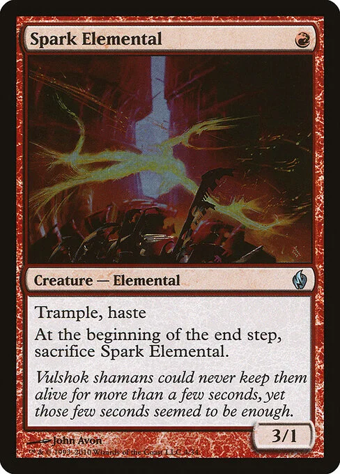 Spark Elemental, carta Magic di tipo Creature — Elemental illustrata da John Avon