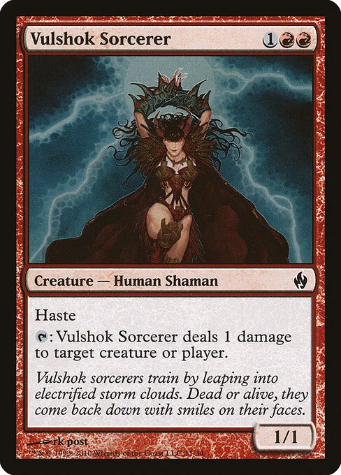 Vulshok Sorcerer, carta Magic di tipo Creature — Human Shaman Sorcerer illustrata da rk post