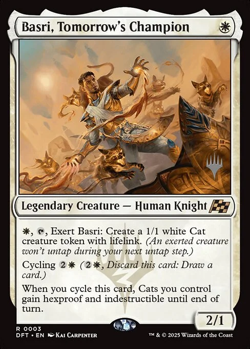 Basri, Tomorrow's Champion, carta Magic di tipo Legendary Creature — Human Knight illustrata da Kai Carpenter