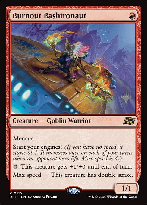 Burnout Bashtronaut, carta Magic di tipo Creature — Goblin Warrior illustrata da Andrea Piparo
