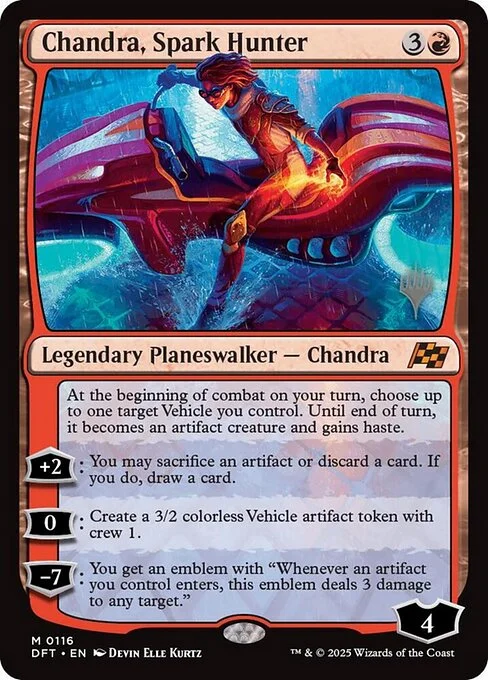 Chandra, Spark Hunter, carta Magic di tipo Legendary Planeswalker — Chandra illustrata da Devin Elle Kurtz