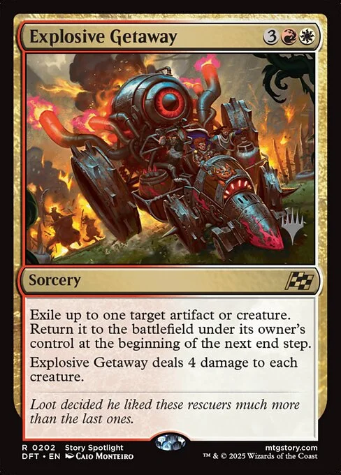 Explosive Getaway, carta Magic di tipo Sorcery illustrata da Caio Monteiro