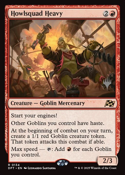 Howlsquad Heavy, carta Magic di tipo Creature — Goblin Mercenary illustrata da Leonardo Santanna