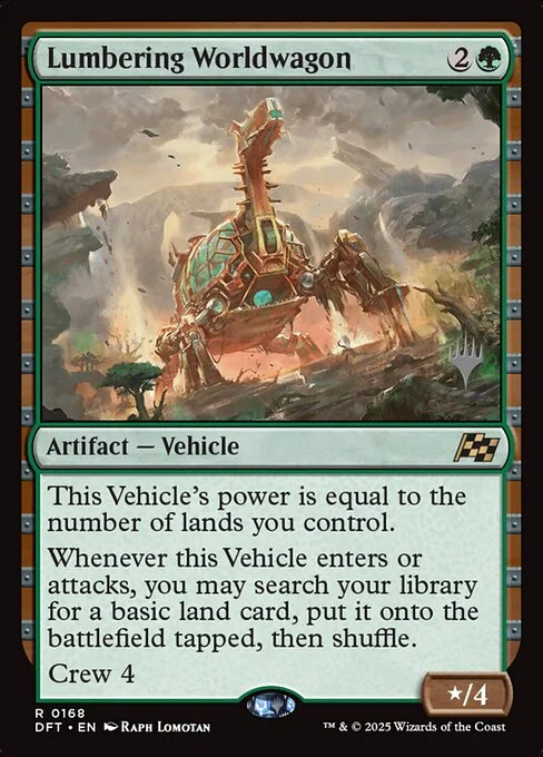 Lumbering Worldwagon, carta Magic di tipo Artifact — Vehicle illustrata da Raph Lomotan