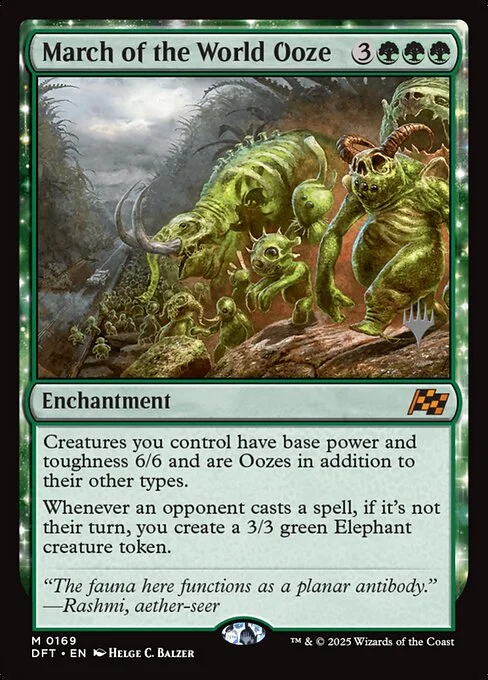 March of the World Ooze, carta Magic di tipo Enchantment illustrata da Helge C. Balzer