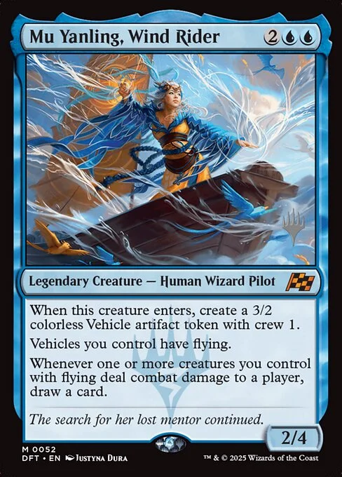 Mu Yanling, Wind Rider, carta Magic di tipo Legendary Creature — Human Wizard Pilot illustrata da Justyna Dura