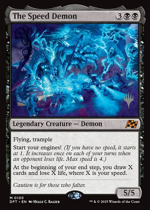 The Speed Demon, carta Magic di tipo Legendary Creature — Demon illustrata da Helge C. Balzer