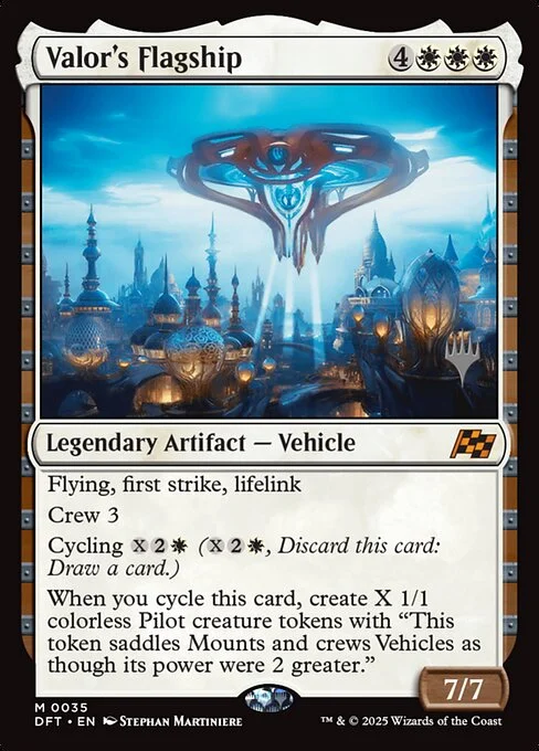 Valor's Flagship, carta Magic di tipo Legendary Artifact — Vehicle illustrata da Stephan Martiniere