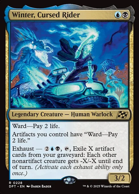Winter, Cursed Rider, carta Magic di tipo Legendary Creature — Human Warlock illustrata da Daren Bader