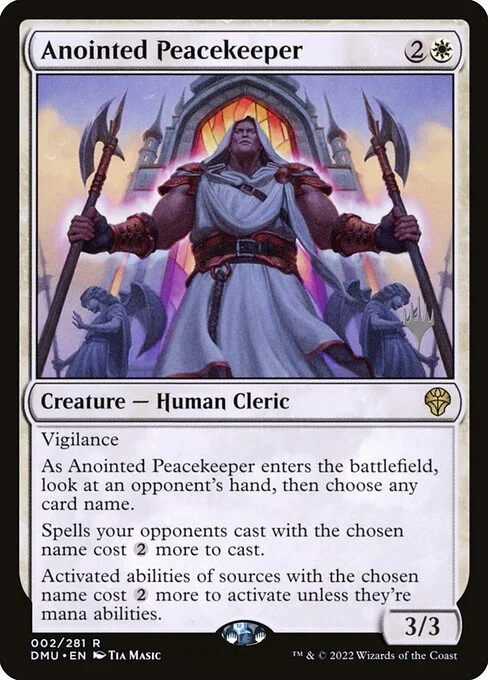 Anointed Peacekeeper, carta Magic di tipo Creature — Human Cleric illustrata da Tia Masic