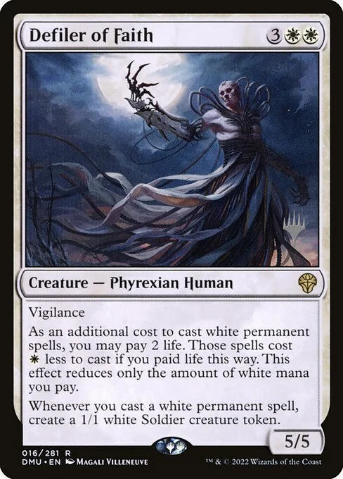 Defiler of Faith, carta Magic di tipo Creature — Phyrexian Human illustrata da Magali Villeneuve