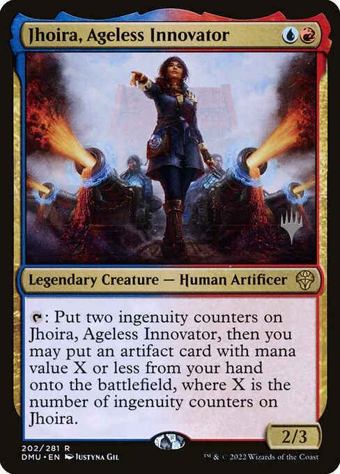 Jhoira, Ageless Innovator, carta Magic di tipo Legendary Creature — Human Artificer illustrata da Justyna Dura