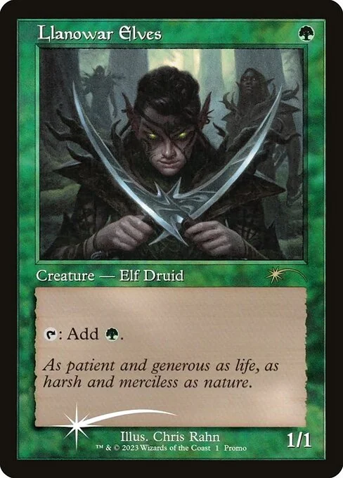 Llanowar Elves, carta Magic di tipo Creature — Elf Druid illustrata da Chris Rahn