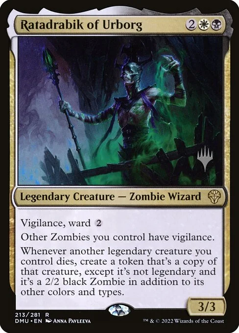 Ratadrabik of Urborg, carta Magic di tipo Legendary Creature — Zombie Wizard illustrata da Anna Pavleeva