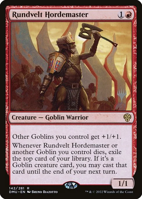 Rundvelt Hordemaster, carta Magic di tipo Creature — Goblin Warrior illustrata da Bruno Biazotto
