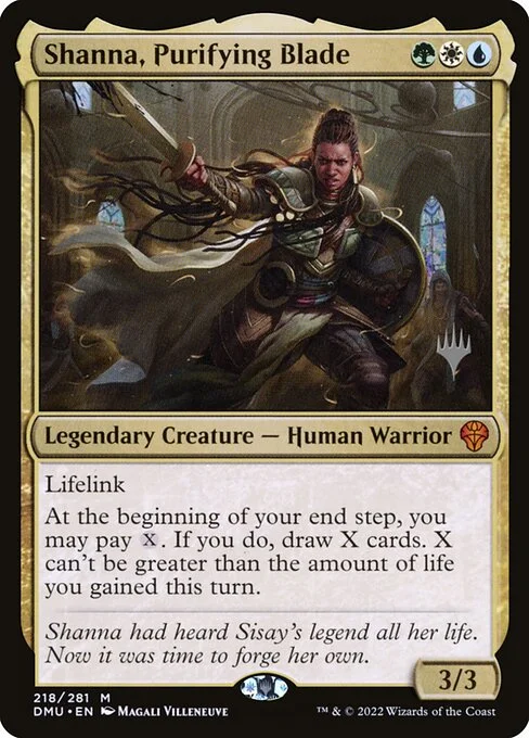 Shanna, Purifying Blade, carta Magic di tipo Legendary Creature — Human Warrior illustrata da Magali Villeneuve