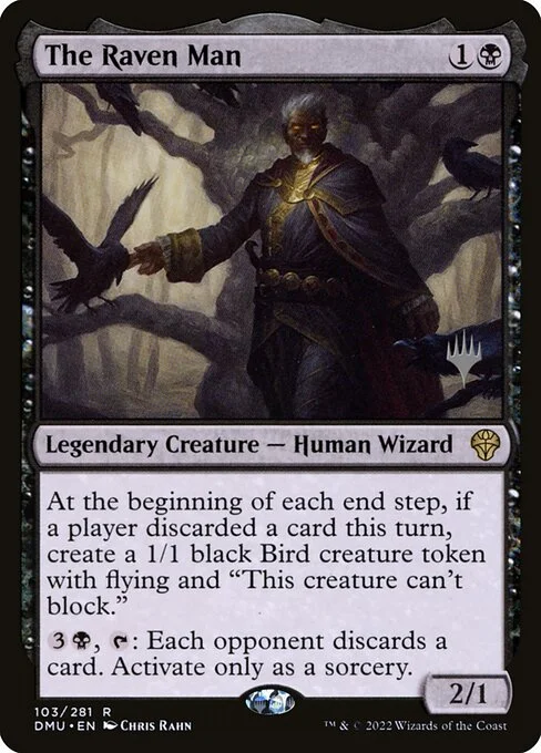 The Raven Man, carta Magic di tipo Legendary Creature — Human Wizard illustrata da Chris Rahn