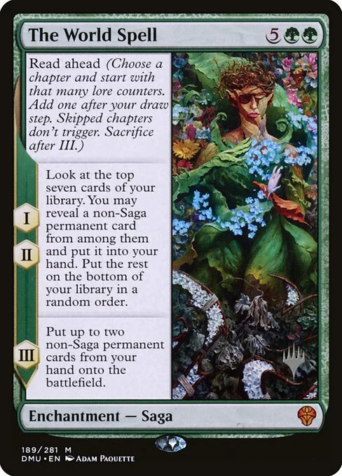 The World Spell, carta Magic di tipo Enchantment — Saga illustrata da Adam Paquette