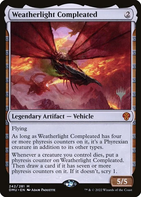 Weatherlight Compleated, carta Magic di tipo Legendary Artifact — Vehicle illustrata da Adam Paquette