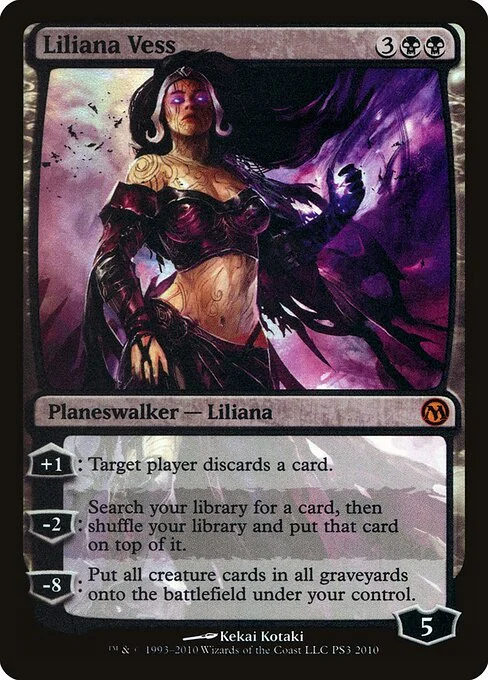 Liliana Vess, carta Magic di tipo Legendary Planeswalker — Liliana illustrata da Kekai Kotaki