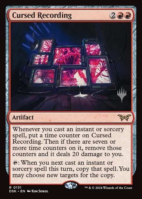 Cursed Recording, carta Magic di tipo Artifact illustrata da Kim Sokol