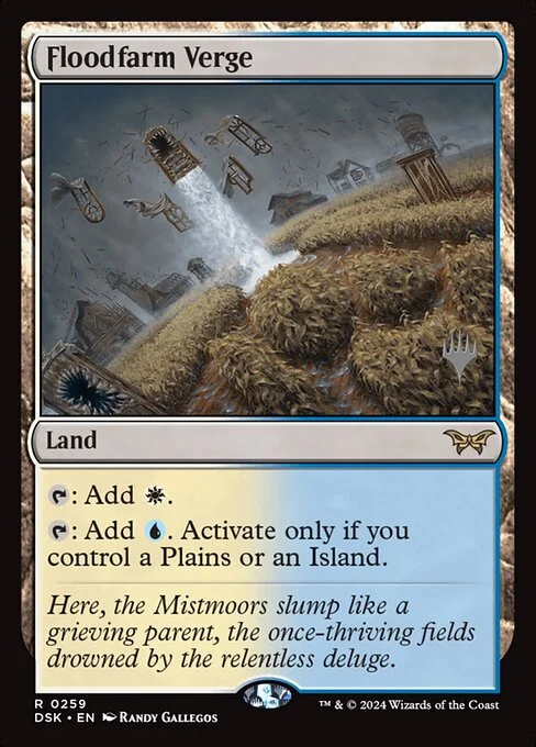 Floodfarm Verge, carta Magic di tipo Land illustrata da Randy Gallegos