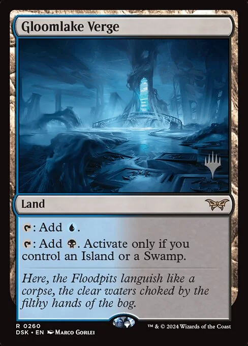 Gloomlake Verge, carta Magic di tipo Land illustrata da Marco Gorlei