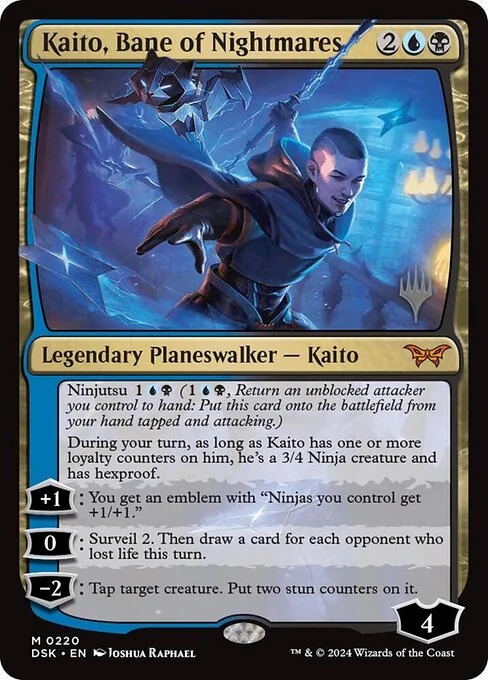 Kaito, Bane of Nightmares, carta Magic di tipo Legendary Planeswalker — Kaito illustrata da Joshua Raphael